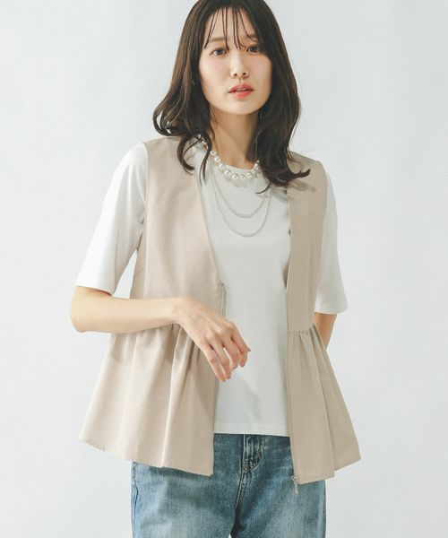 GLOBAL WORK ペプラムZIPベスト/323367 ベージュ M ウィメンズインナー グローバルワーク 323367 and ST アンドエスティ(旧ドットエスティ) GLOBAL WORK ペプラムZIPベスト/323367 ベージュ M ウィメンズインナー グローバルワーク 323367 and ST アンドエスティ(旧ドットエスティ)