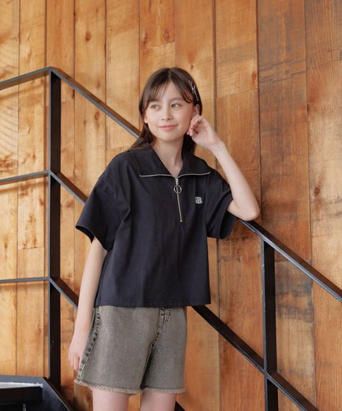 GLOBAL WORK ヘビロッTEEハーフZIP半袖/キッズ/324962 ブラック キッズ グローバルワーク 324962 and ST アンドエスティ(旧ドットエスティ) GLOBAL WORK ヘビロッTEEハーフZIP半袖/キッズ/324962 ブラック キッズ グローバルワーク 324962 and ST アンドエスティ(旧ドットエスティ)