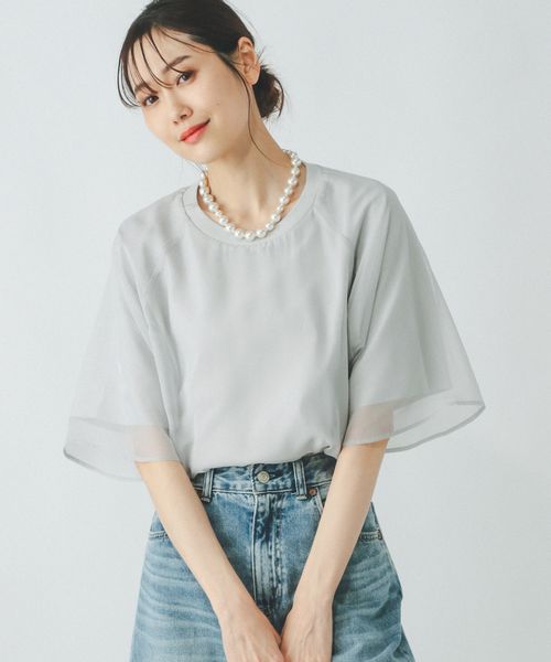 GLOBAL WORK シフォンドッキング7分袖/325954 ライトグレー L ウィメンズインナー グローバルワーク 325954 and ST アンドエスティ(旧ドットエスティ) GLOBAL WORK シフォンドッキング7分袖/325954 ライトグレー L ウィメンズインナー グローバルワーク 325954 and ST アンドエスティ(旧ドットエスティ)