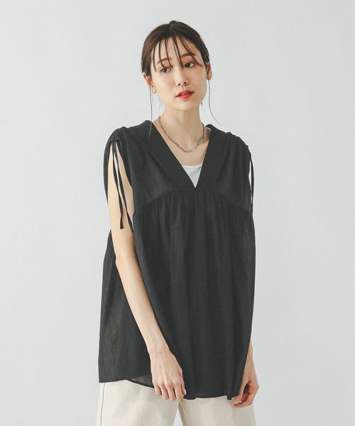 GLOBAL WORK 吉高由里子さん着用/エアリーリラックスギャザーブラウス/325956 ブラック M ウィメンズインナー グローバルワーク 325956 and ST アンドエスティ(旧ドットエスティ) GLOBAL WORK 吉高由里子さん着用/エアリーリラックスギャザーブラウス/325956 ブラック M ウィメンズインナー グローバルワーク 325956 and ST アンドエスティ(旧ドットエスティ)