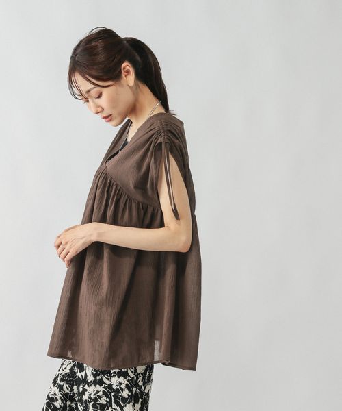 GLOBAL WORK エアリーリラックスギャザーブラウス/325956 ブラウン L ウィメンズインナー グローバルワーク 325956 and ST アンドエスティ(旧ドットエスティ) GLOBAL WORK エアリーリラックスギャザーブラウス/325956 ブラウン L ウィメンズインナー グローバルワーク 325956 and ST アンドエスティ(旧ドットエスティ)