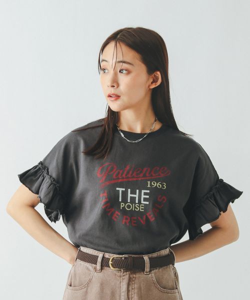 GLOBAL WORK ヘビロッTEEフリルプリント半袖/325970 チャコールグレー L ウィメンズインナー グローバルワーク 325970 and ST アンドエスティ(旧ドットエスティ) GLOBAL WORK ヘビロッTEEフリルプリント半袖/325970 チャコールグレー L ウィメンズインナー グローバルワーク 325970 and ST アンドエスティ(旧ドットエスティ)