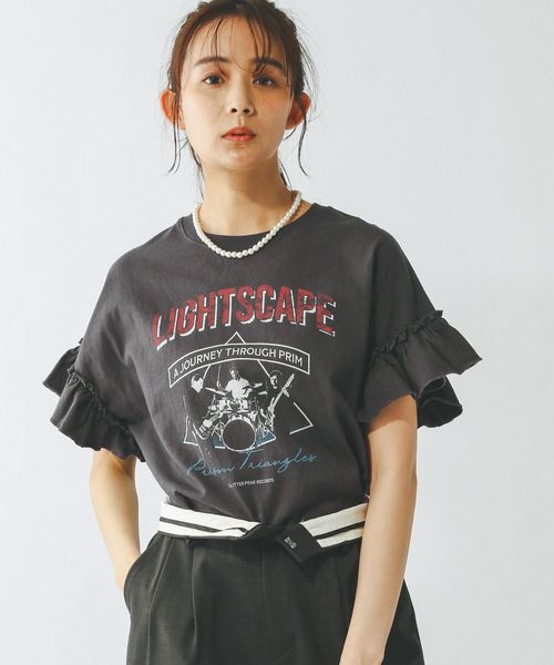 GLOBAL WORK ヘビロッTEEフリルプリント半袖/325970 シルバー L ウィメンズインナー グローバルワーク 325970 and ST アンドエスティ(旧ドットエスティ) GLOBAL WORK ヘビロッTEEフリルプリント半袖/325970 シルバー L ウィメンズインナー グローバルワーク 325970 and ST アンドエスティ(旧ドットエスティ)