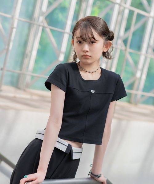 GLOBAL WORK 着回しリブT半袖/AND YUA ANY/327089 ブラック M キッズ グローバルワーク 327089 and ST アンドエスティ(旧ドットエスティ) GLOBAL WORK 着回しリブT半袖/AND YUA ANY/327089 ブラック M キッズ グローバルワーク 327089 and ST アンドエスティ(旧ドットエスティ)