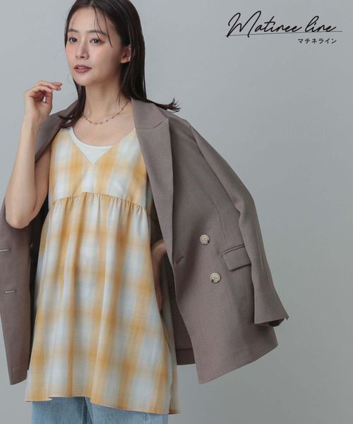 GLOBAL WORK MATINEE LINE/チェックキャミチュニック/327167 イエロー M マチネ グローバルワーク 327167 and ST アンドエスティ(旧ドットエスティ) GLOBAL WORK MATINEE LINE/チェックキャミチュニック/327167 イエロー M マチネ グローバルワーク 327167 and ST アンドエスティ(旧ドットエスティ)
