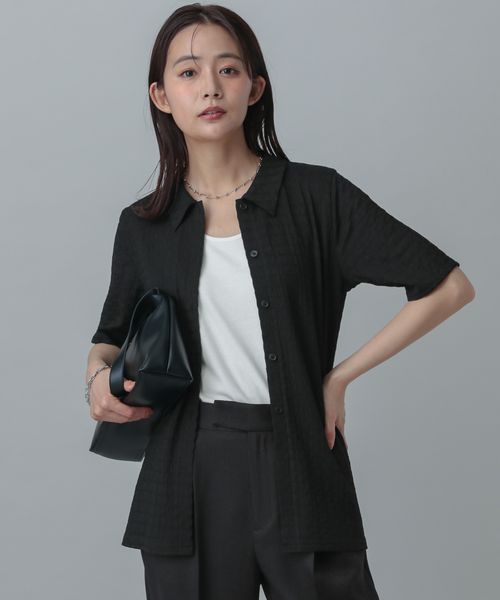 GLOBAL WORK MATINEE LINE/ポコポコシャツ半袖/327916 ブラック マチネ グローバルワーク 327916 and ST アンドエスティ(旧ドットエスティ) GLOBAL WORK MATINEE LINE/ポコポコシャツ半袖/327916 ブラック マチネ グローバルワーク 327916 and ST アンドエスティ(旧ドットエスティ)