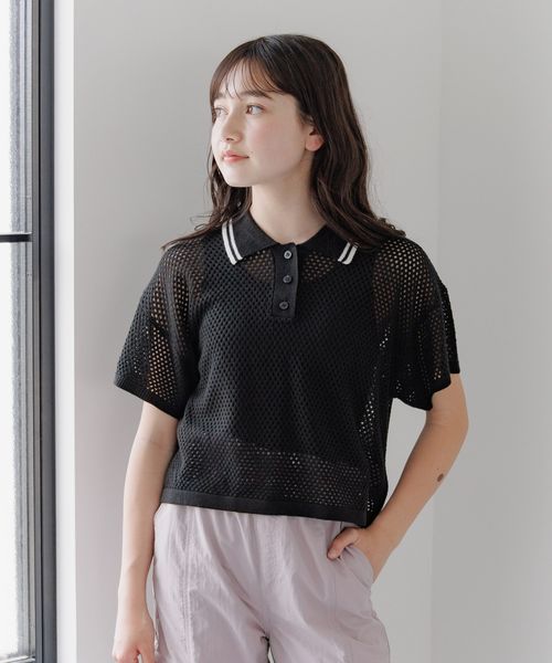 GLOBAL WORK 洗えるメッシュニットポロ半袖/キッズ/329311 ブラック キッズ グローバルワーク 329311 and ST アンドエスティ(旧ドットエスティ) GLOBAL WORK 洗えるメッシュニットポロ半袖/キッズ/329311 ブラック キッズ グローバルワーク 329311 and ST アンドエスティ(旧ドットエスティ)