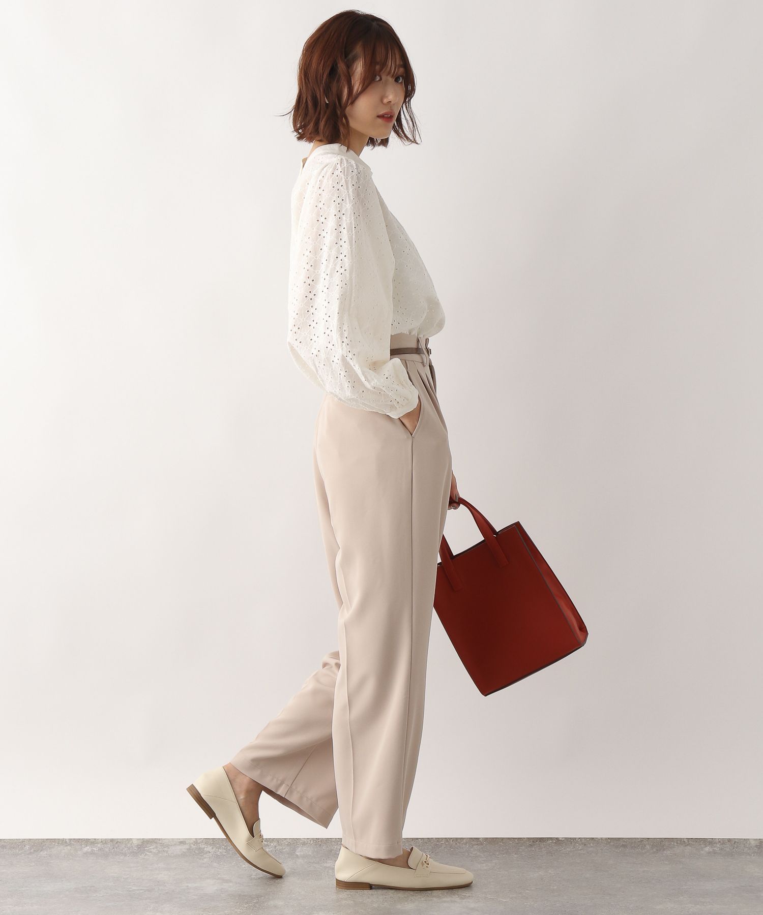 カットワークレースブラウス M