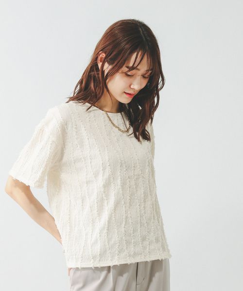 GLOBAL WORK Beauteeジャガードプルオーバー半袖/455461 ナチュラル L ウィメンズインナー グローバルワーク 455461 and ST アンドエスティ(旧ドットエスティ) GLOBAL WORK Beauteeジャガードプルオーバー半袖/455461 ナチュラル L ウィメンズインナー グローバルワーク 455461 and ST アンドエスティ(旧ドットエスティ)