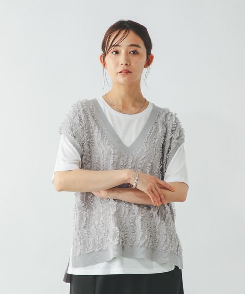 GLOBAL WORK シアーフリンジベスト*半袖T/492462 ライトグレー L ウィメンズインナー グローバルワーク 492462 and ST アンドエスティ(旧ドットエスティ) GLOBAL WORK シアーフリンジベスト*半袖T/492462 ライトグレー L ウィメンズインナー グローバルワーク 492462 and ST アンドエスティ(旧ドットエスティ)