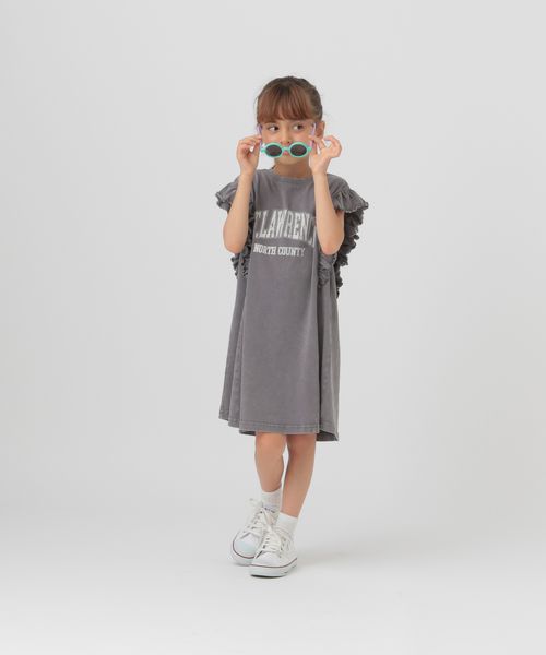 GLOBAL WORK ピグメントフリルワンピース半袖/100-120cm展開/494121 チャコールグレー キッズ グローバルワーク 494121 and ST アンドエスティ(旧ドットエスティ) GLOBAL WORK ピグメントフリルワンピース半袖/100-120cm展開/494121 チャコールグレー キッズ グローバルワーク 494121 and ST アンドエスティ(旧ドットエスティ)
