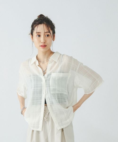 GLOBAL WORK アソート柄シアーシャツ半袖/494143 オフホワイト M ウィメンズインナー グローバルワーク 494143 and ST アンドエスティ(旧ドットエスティ) GLOBAL WORK アソート柄シアーシャツ半袖/494143 オフホワイト M ウィメンズインナー グローバルワーク 494143 and ST アンドエスティ(旧ドットエスティ)