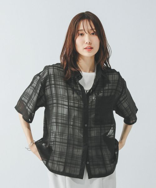 GLOBAL WORK アソート柄シアーシャツ半袖/494143 ブラック L ウィメンズインナー グローバルワーク 494143 and ST アンドエスティ(旧ドットエスティ) GLOBAL WORK アソート柄シアーシャツ半袖/494143 ブラック L ウィメンズインナー グローバルワーク 494143 and ST アンドエスティ(旧ドットエスティ)