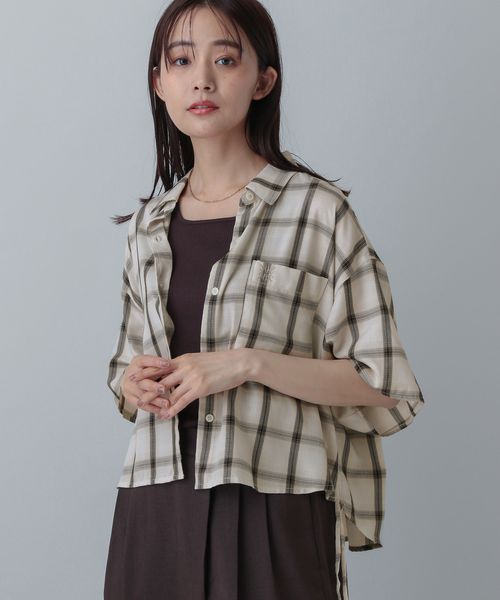 GLOBAL WORK MATINEE LINE/チェックドロストシャツ半袖/495658 ナチュラル マチネ グローバルワーク 495658 and ST アンドエスティ(旧ドットエスティ) GLOBAL WORK MATINEE LINE/チェックドロストシャツ半袖/495658 ナチュラル マチネ グローバルワーク 495658 and ST アンドエスティ(旧ドットエスティ)