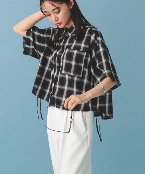 GLOBAL WORK MATINEE LINE/チェックドロストシャツ半袖/495658 ブラック マチネ グローバルワーク 495658 and ST アンドエスティ(旧ドットエスティ) GLOBAL WORK MATINEE LINE/チェックドロストシャツ半袖/495658 ブラック マチネ グローバルワーク 495658 and ST アンドエスティ(旧ドットエスティ)