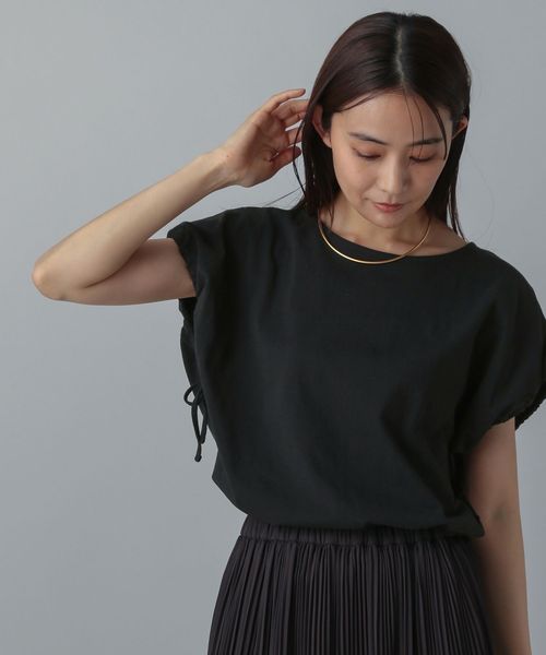 GLOBAL WORK MATINEE LINE/冷感ドロストスリーブ半袖/496981 ブラック マチネ グローバルワーク 496981 and ST アンドエスティ(旧ドットエスティ) GLOBAL WORK MATINEE LINE/冷感ドロストスリーブ半袖/496981 ブラック マチネ グローバルワーク 496981 and ST アンドエスティ(旧ドットエスティ)