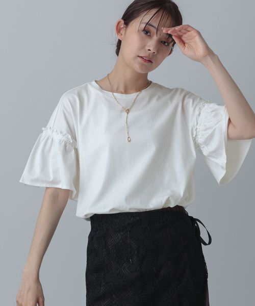 GLOBAL WORK MATINEE LINE/冷感フリルスリーブ半袖/496991 オフホワイト マチネ グローバルワーク 496991 and ST アンドエスティ(旧ドットエスティ) GLOBAL WORK MATINEE LINE/冷感フリルスリーブ半袖/496991 オフホワイト マチネ グローバルワーク 496991 and ST アンドエスティ(旧ドットエスティ)