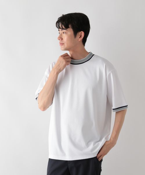 GLOBAL WORK ニット切り替え/ポンチTシャツ/498714 オフホワイト S メンズインナー グローバルワーク 498714 and ST アンドエスティ(旧ドットエスティ) GLOBAL WORK ニット切り替え/ポンチTシャツ/498714 オフホワイト S メンズインナー グローバルワーク 498714 and ST アンドエスティ(旧ドットエスティ)