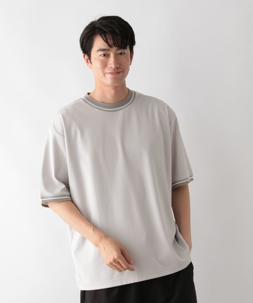 GLOBAL WORK ニット切り替え/ポンチTシャツ/498714 ライトグレー L メンズインナー グローバルワーク 498714 and ST アンドエスティ(旧ドットエスティ) GLOBAL WORK ニット切り替え/ポンチTシャツ/498714 ライトグレー L メンズインナー グローバルワーク 498714 and ST アンドエスティ(旧ドットエスティ)