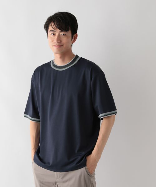 GLOBAL WORK ニット切り替え/ポンチTシャツ/498714 ネイビー S メンズインナー グローバルワーク 498714 and ST アンドエスティ(旧ドットエスティ) GLOBAL WORK ニット切り替え/ポンチTシャツ/498714 ネイビー S メンズインナー グローバルワーク 498714 and ST アンドエスティ(旧ドットエスティ)