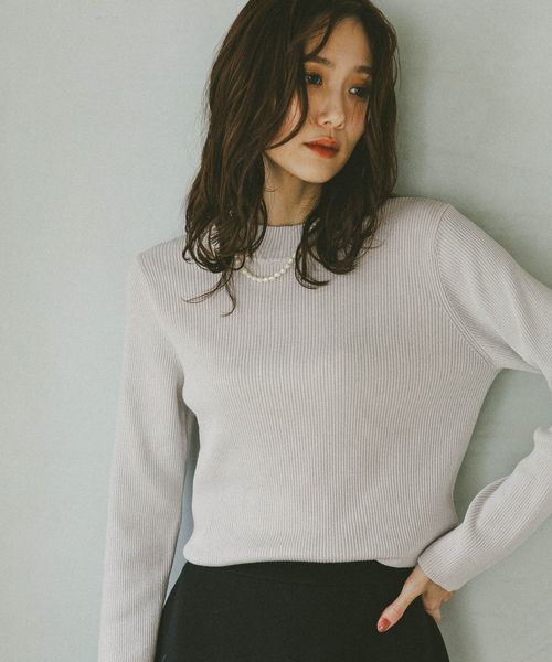 GLOBAL WORK アンチピリングなめらかリブハイネックプルオーバー/499708 オフホワイト L ウィメンズインナー グローバルワーク 499708 and ST アンドエスティ（旧ドットエスティ）
