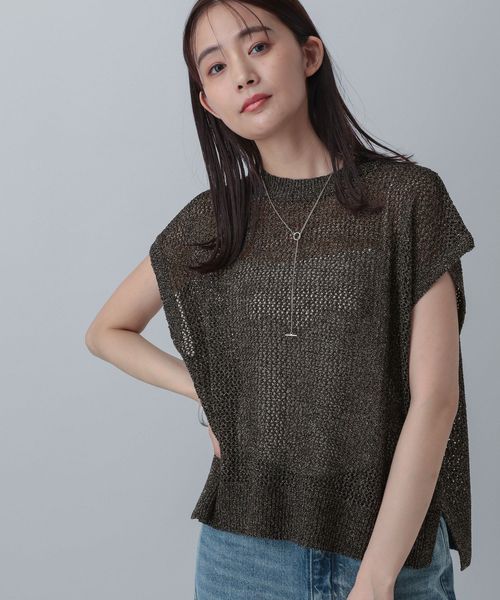GLOBAL WORK MATINEE LINE/メッシュニットフレンチプルオーバー/499714 シルバー M マチネ グローバルワーク 499714 and ST アンドエスティ(旧ドットエスティ) GLOBAL WORK MATINEE LINE/メッシュニットフレンチプルオーバー/499714 シルバー M マチネ グローバルワーク 499714 and ST アンドエスティ(旧ドットエスティ)
