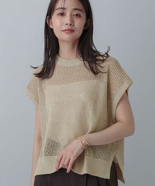 GLOBAL WORK MATINEE LINE/メッシュニットフレンチプルオーバー/499714 ベージュ L マチネ グローバルワーク 499714 and ST アンドエスティ(旧ドットエスティ) GLOBAL WORK MATINEE LINE/メッシュニットフレンチプルオーバー/499714 ベージュ L マチネ グローバルワーク 499714 and ST アンドエスティ(旧ドットエスティ)