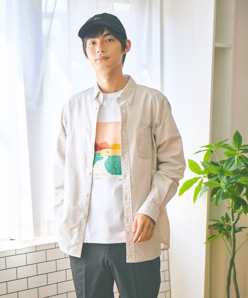 GLOBAL WORK イージーケアオックス/ボタンダウンシャツ/523833 ベージュ XL メンズインナー グローバルワーク 523833 and ST アンドエスティ（旧ドットエスティ）