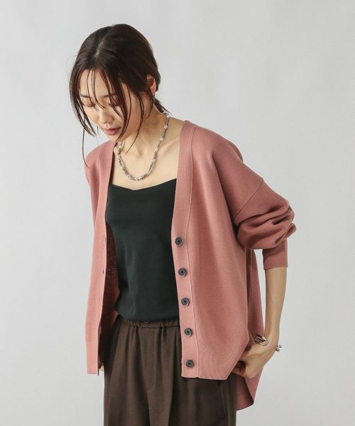 GLOBAL WORK スウェットライクVネックカーディガン/571348 ピンク M ウィメンズインナー グローバルワーク 571348 and ST アンドエスティ（旧ドットエスティ）