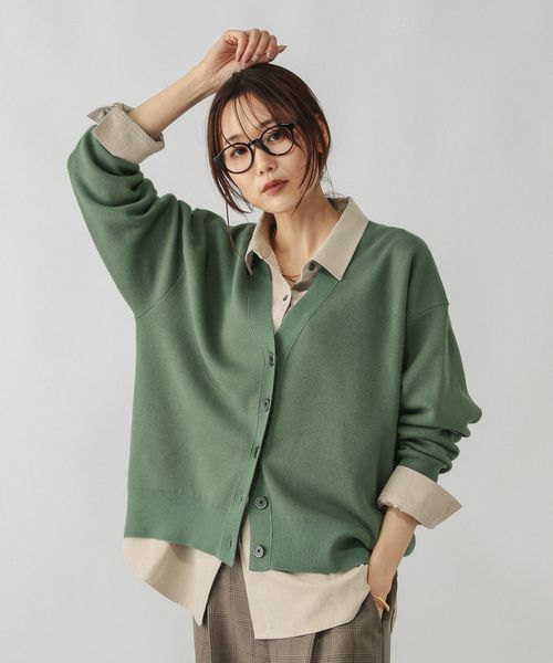GLOBAL WORK スウェットライクVネックカーディガン/571348 グリーン L ウィメンズインナー グローバルワーク 571348 and ST アンドエスティ(旧ドットエスティ) GLOBAL WORK スウェットライクVネックカーディガン/571348 グリーン L ウィメンズインナー グローバルワーク 571348 and ST アンドエスティ(旧ドットエスティ)