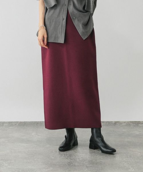 GLOBAL WORK スウェットライクニットナロースカート/571364 ボルドー L ウィメンズボトムス グローバルワーク 571364 and ST アンドエスティ（旧ドットエスティ）