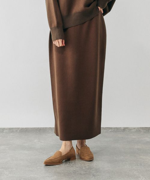 GLOBAL WORK スウェットライクニットナロースカート/571364 ブラウン L ウィメンズボトムス グローバルワーク 571364 and ST アンドエスティ（旧ドットエスティ）
