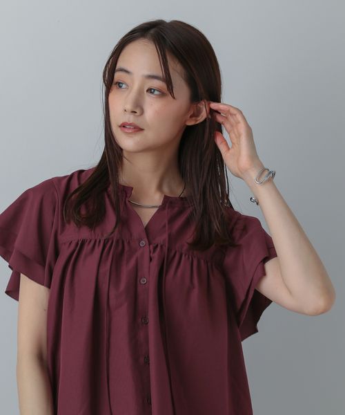 GLOBAL WORK MATINEE LINE/フリルスリーブブラウス/575113 ボルドー L マチネ グローバルワーク 575113 and ST アンドエスティ(旧ドットエスティ) GLOBAL WORK MATINEE LINE/フリルスリーブブラウス/575113 ボルドー L マチネ グローバルワーク 575113 and ST アンドエスティ(旧ドットエスティ)