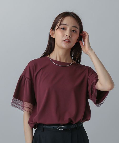 GLOBAL WORK MATINEE LINE/冷感レース切り替えT/575152 ボルドー M マチネ グローバルワーク 575152 and ST アンドエスティ(旧ドットエスティ) GLOBAL WORK MATINEE LINE/冷感レース切り替えT/575152 ボルドー M マチネ グローバルワーク 575152 and ST アンドエスティ(旧ドットエスティ)