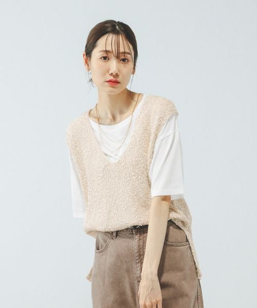 GLOBAL WORK テープヤーンベスト*半袖Tシャツ/575209 ナチュラル M ウィメンズインナー グローバルワーク 575209 and ST アンドエスティ(旧ドットエスティ) GLOBAL WORK テープヤーンベスト*半袖Tシャツ/575209 ナチュラル M ウィメンズインナー グローバルワーク 575209 and ST アンドエスティ(旧ドットエスティ)