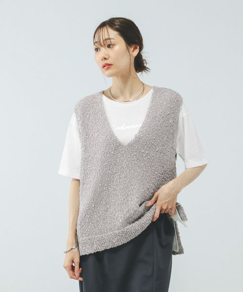 GLOBAL WORK テープヤーンベスト*半袖Tシャツ/575209 ライトグレー L ウィメンズインナー グローバルワーク 575209 and ST アンドエスティ(旧ドットエスティ) GLOBAL WORK テープヤーンベスト*半袖Tシャツ/575209 ライトグレー L ウィメンズインナー グローバルワーク 575209 and ST アンドエスティ(旧ドットエスティ)