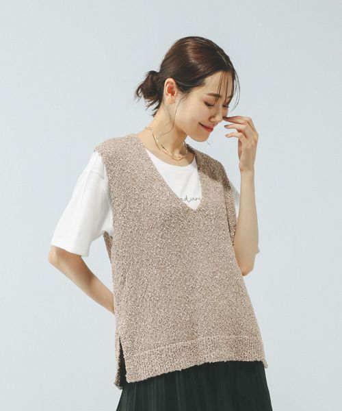GLOBAL WORK テープヤーンベスト*半袖Tシャツ/575209 ベージュ M ウィメンズインナー グローバルワーク 575209 and ST アンドエスティ(旧ドットエスティ) GLOBAL WORK テープヤーンベスト*半袖Tシャツ/575209 ベージュ M ウィメンズインナー グローバルワーク 575209 and ST アンドエスティ(旧ドットエスティ)