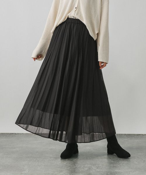 GLOBAL WORK 吉高由里子さん着用/イージーケアプリーツスカート/575220 ブラック ウィメンズボトムス グローバルワーク 575220 and ST アンドエスティ（旧ドットエスティ）