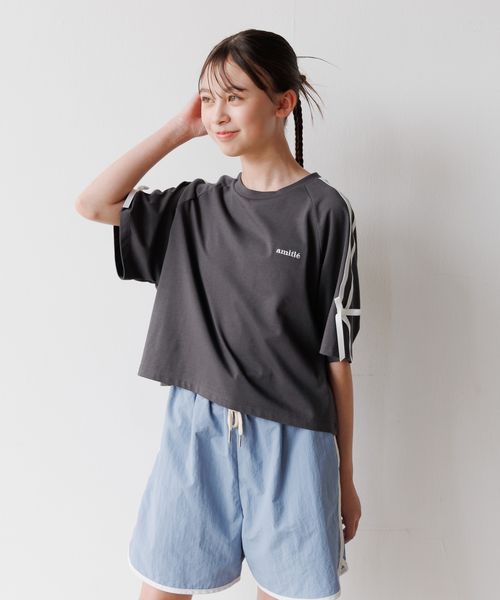 GLOBAL WORK フローズンTシャツ/袖ライン/575592 チャコールグレー キッズ グローバルワーク 575592 and ST アンドエスティ(旧ドットエスティ) GLOBAL WORK フローズンTシャツ/袖ライン/575592 チャコールグレー キッズ グローバルワーク 575592 and ST アンドエスティ(旧ドットエスティ)