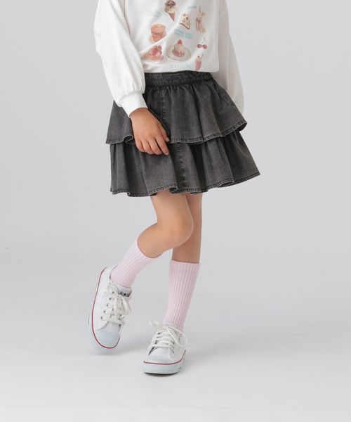GLOBAL WORK デニムフリルスカート/100-120cm展開/575734 ライトグレー キッズ グローバルワーク 575734 and ST アンドエスティ（旧ドットエスティ）