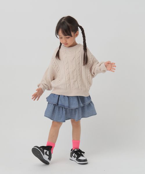 GLOBAL WORK デニムフリルスカート/100-120cm展開/575734 ライトブルー キッズ グローバルワーク 575734 and ST アンドエスティ（旧ドットエスティ）