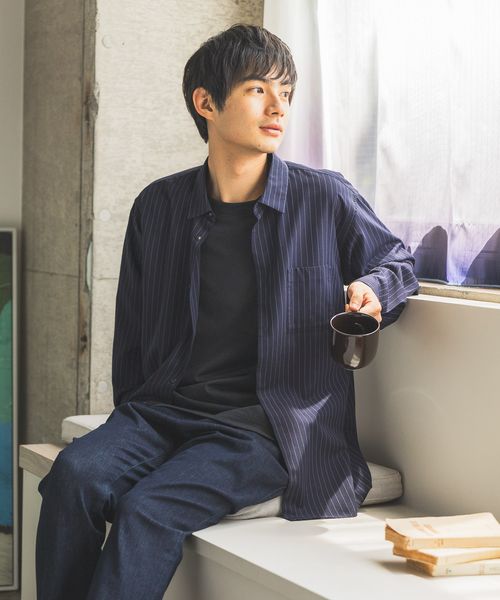 GLOBAL WORK サラサマレギュラーシャツ/長袖/575772 ネイビー XXL メンズインナー グローバルワーク 575772 and ST アンドエスティ(旧ドットエスティ) GLOBAL WORK サラサマレギュラーシャツ/長袖/575772 ネイビー XXL メンズインナー グローバルワーク 575772 and ST アンドエスティ(旧ドットエスティ)
