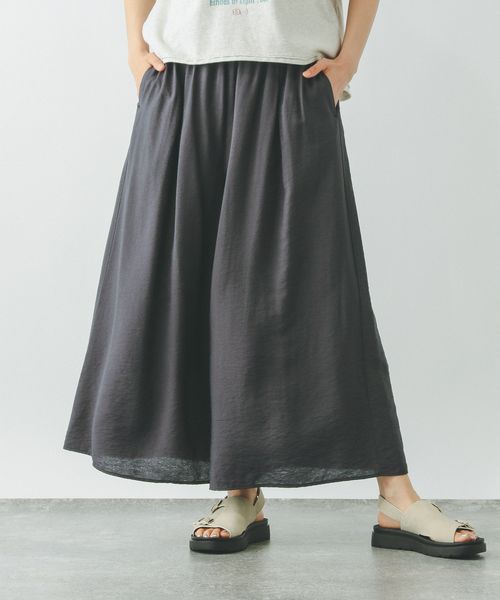 GLOBAL WORK ギャザーフレアワイドパンツ/575808 チャコールグレー L ウィメンズボトムス グローバルワーク 575808 and ST アンドエスティ(旧ドットエスティ) GLOBAL WORK ギャザーフレアワイドパンツ/575808 チャコールグレー L ウィメンズボトムス グローバルワーク 575808 and ST アンドエスティ(旧ドットエスティ)