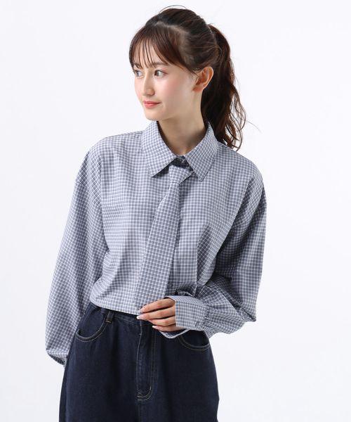 GLOBAL WORK ネクタイ付きクロップドシャツ/AND YUA ANY/576820 ブルー FREE キッズ グローバルワーク 576820 and ST アンドエスティ(旧ドットエスティ) GLOBAL WORK ネクタイ付きクロップドシャツ/AND YUA ANY/576820 ブルー FREE キッズ グローバルワーク 576820 and ST アンドエスティ(旧ドットエスティ)