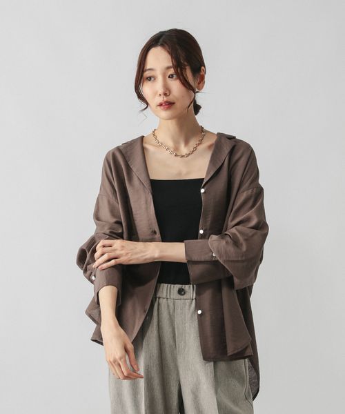GLOBAL WORK シャツジャケット/577701 ブラウン L ウィメンズインナー グローバルワーク 577701 and ST アンドエスティ(旧ドットエスティ) GLOBAL WORK シャツジャケット/577701 ブラウン L ウィメンズインナー グローバルワーク 577701 and ST アンドエスティ(旧ドットエスティ)