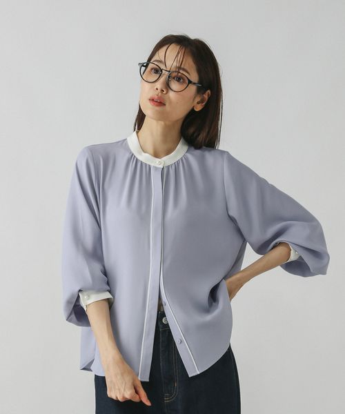 GLOBAL WORK キレイつづくパイピングブラウス/579496 パープル M ウィメンズインナー グローバルワーク 579496 and ST アンドエスティ(旧ドットエスティ) GLOBAL WORK キレイつづくパイピングブラウス/579496 パープル M ウィメンズインナー グローバルワーク 579496 and ST アンドエスティ(旧ドットエスティ)