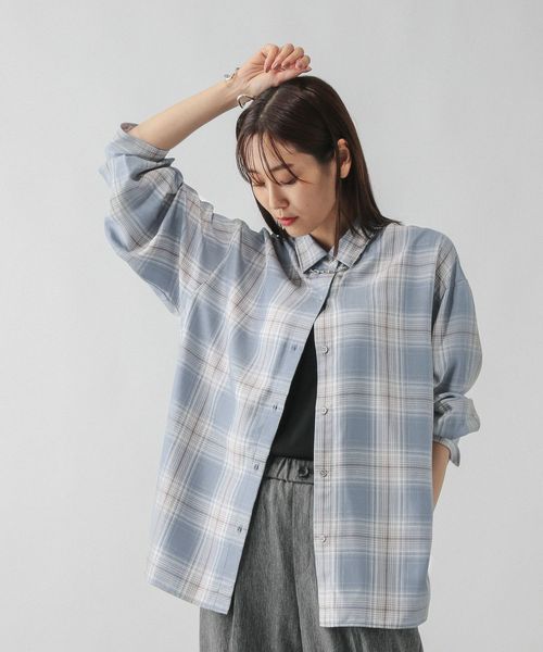 GLOBAL WORK チェックシャツ長袖/579509 ブルー FREE ウィメンズインナー グローバルワーク 579509 and ST アンドエスティ(旧ドットエスティ) GLOBAL WORK チェックシャツ長袖/579509 ブルー FREE ウィメンズインナー グローバルワーク 579509 and ST アンドエスティ(旧ドットエスティ)