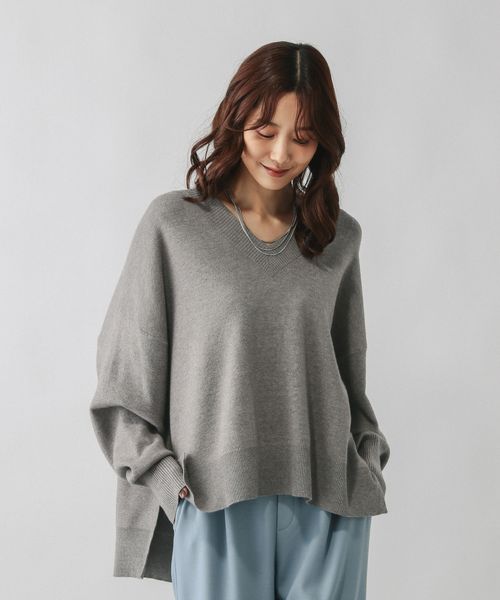 GLOBAL WORK メルティリブＶネックプルオーバー/579519 チャコールグレー M ウィメンズインナー グローバルワーク 579519 and ST アンドエスティ（旧ドットエスティ）