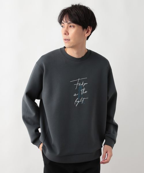 GLOBAL WORK ライトクッションクルーネック/ロゴ/580440 チャコールグレー メンズインナー グローバルワーク 580440 and ST アンドエスティ（旧ドットエスティ）