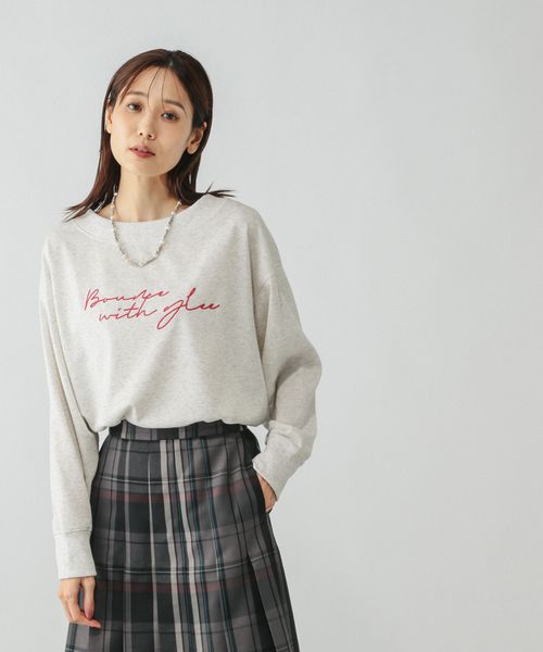 GLOBAL WORK 乾きやすいミニ裏毛プリントプルオーバー/580943 ライトグレー M ウィメンズインナー グローバルワーク 580943 and ST アンドエスティ（旧ドットエスティ）